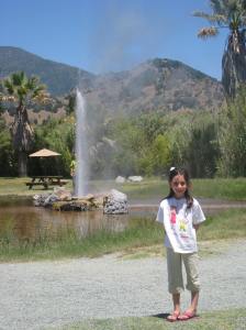 Lilly in front of Old Faithful