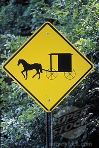 Crossing sign of Amish buggy, PA